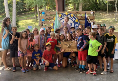 day camp group photo with spirit deer award at Deer Run Camps & Retreats