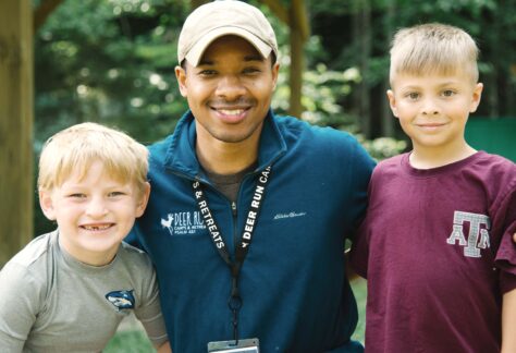 summer staff with 2 camper boys at Deer Run Camps & Retreats Summer Day Camp