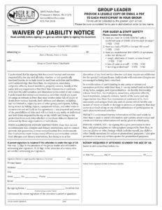 Deer Run Waiver of Liability Form