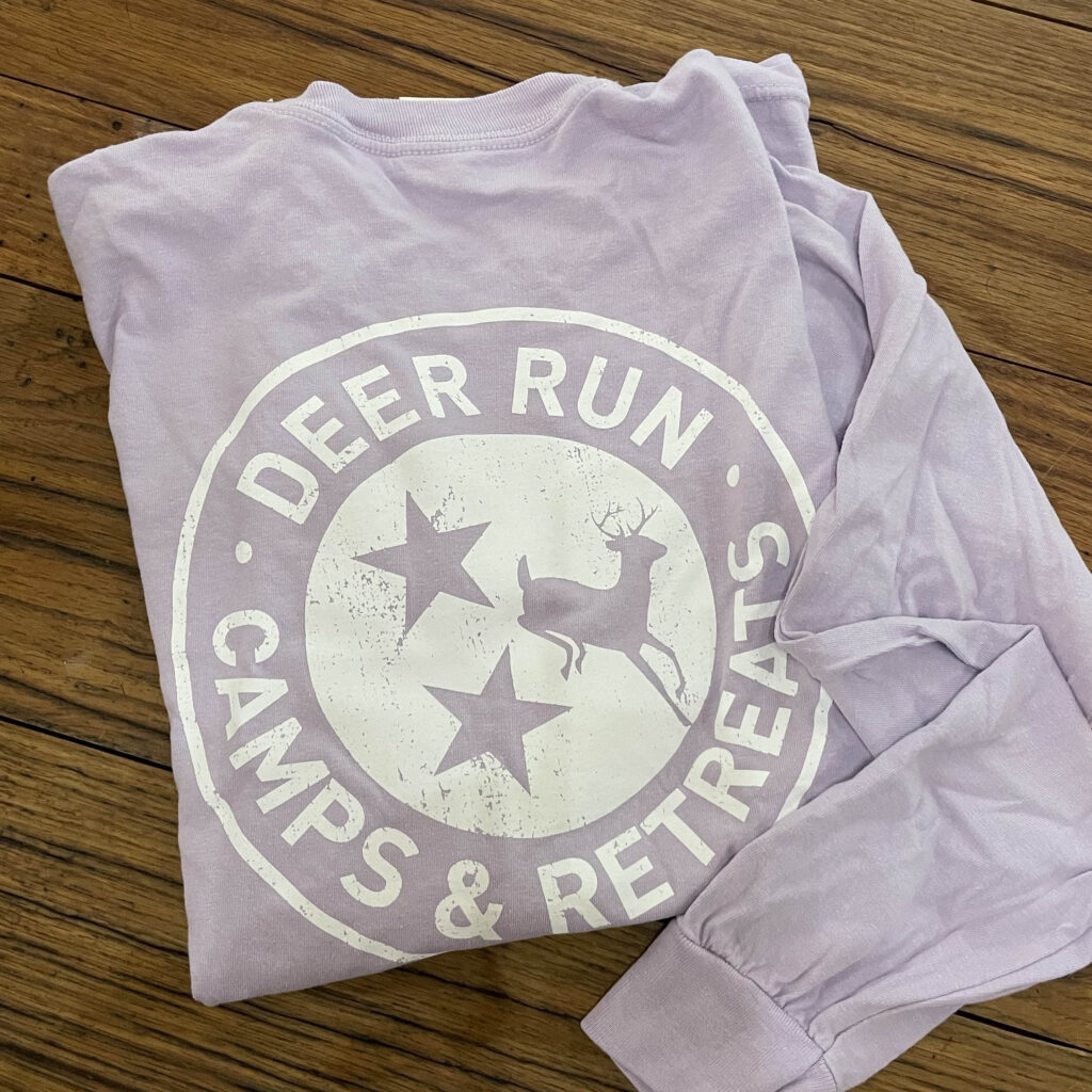 Deer Run lavender Comfort Colors long sleeve TriStar t-shirt available for purchase at The Camp Store